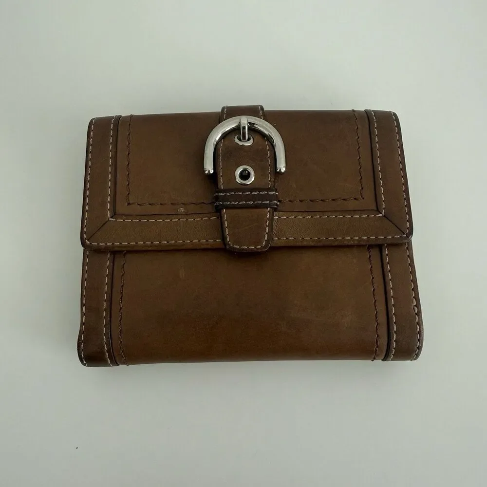 Coach Soho Saddle Leather Wallet Y2K Vintage Snap Buckle w/ Card & Coin Pockets